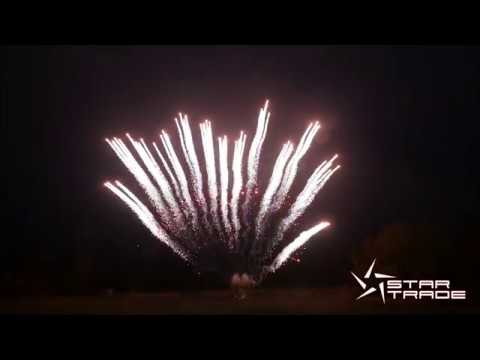 Single Row - 13 Schuss - Fan-Shape - Red Mine with Silver Flower