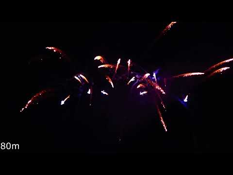 49 Schuss - Z-Shape Spit Red Strobe Willow Tail with Blue Stars